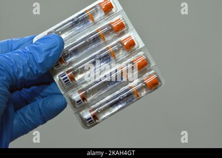 Cairo, Egypt, October 4 2022: NovoRapid 100 units ml solution for injection in cartridge insulin aspart to treat diabetes mellitus patients taken befo Stock Photo