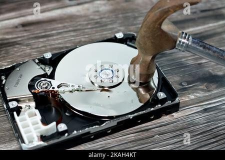 A Steel Hammer On HDD Platters And Spindle Motor, Hard Disk Drive ...