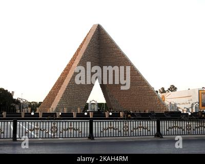 Cairo, Egypt, September 21 2022: The unknown soldier memorial place and former president of Egypt Anwar Al Sadat grave, important symbol of commemorat Stock Photo