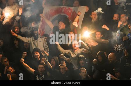 London, UK. 02nd Nov, 2022. 02 Nov 2022 - Chelsea v Dinamo Zagreb - UEFA Champions League - Group E - Stamford Bridge Dinamo Zagreb fans during the UEFA Champions League Group E match at Stamford Bridge, London. Picture Credit: Mark Pain/Alamy Live News Stock Photo