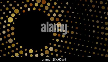 abstract radial gold and black halftone background, vector illustration