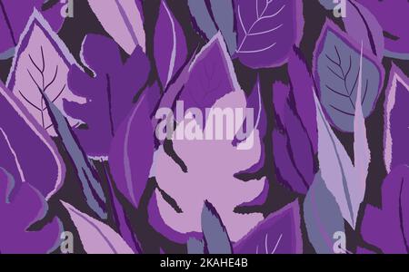 Floral seamless with hand drawn color exotic monstera leaves. Cute summer background. Tropic branches. Modern floral compositions. Fashion vector Stock Vector