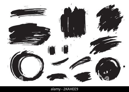 Big collection of black paint, ink brush strokes, brushes, lines, grungy. Dirty artistic design elements, boxes, frames. Freehand drawing Stock Vector