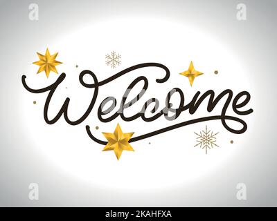 Welcome - calligraphic inscription with smooth lines Stock Vector