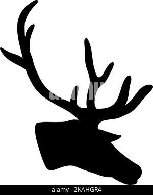 Deer head black silhouette on white background Stock Vector