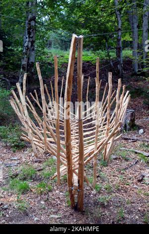 Land-Art course: The Balconies of Aigoual. Work by Xavier Reche: Watershed.  Mont Aigoual, Gard, Occitanie. Stock Photo