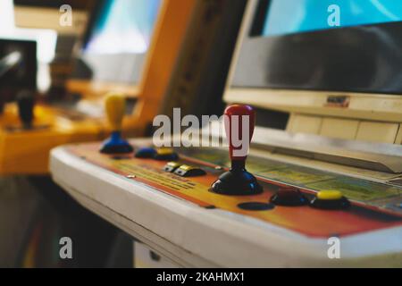 Tallinn, Estonia - 21.05.2022: LVLup! Video Game Museum - Video game machine Stock Photo