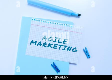 Text caption presenting Agile Marketing. Business showcase anything that is kept secret or remains unexplained Stock Photo