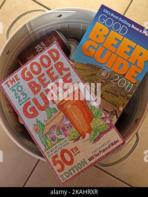 Fifty (50) years of the CAMRA compiled Good Beer Guide Stock Photo