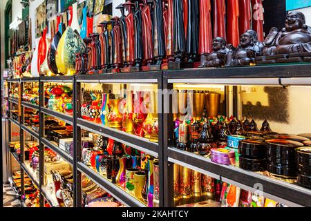 Handicraft display in souvenir shop at Central Post Office, Ho Chi Minh City, Vietnam Stock Photo