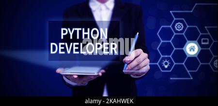 Conceptual caption Python Developer. Word Written on employees are rewarded for introducing suitable recruits Stock Photo