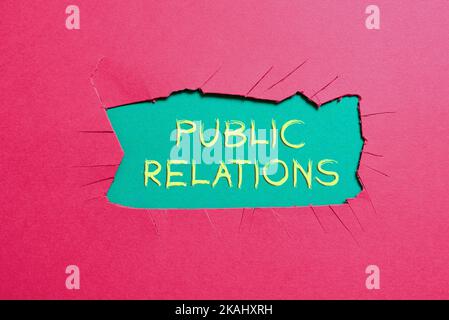 Text sign showing Public Relations. Business idea responsible for writing serverside web application logic Stock Photo