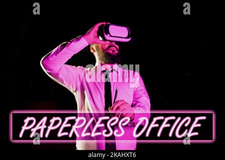 Writing displaying text Paperless Office. Word for the area in an airport where passports are checked Stock Photo