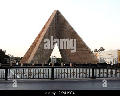 Cairo, Egypt, September 21 2022: The unknown soldier memorial place and former president of Egypt Anwar Al Sadat grave, important symbol of commemorat Stock Photo