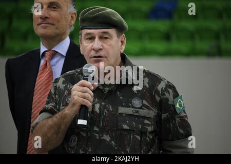 Brazilian Army member participates in the Youth Arena opening in Deodoro. Rio de Janeiro, Brazil, 2 March 2016.  (Photo by Luiz Souza/NurPhoto) *** Please Use Credit from Credit Field *** Stock Photo