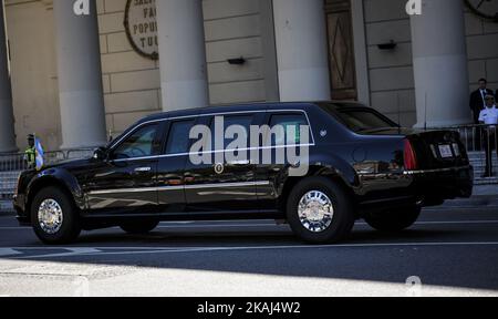 US presidential car arrives at the Cathedral of Buenos Aires on March 23, 2016 in Argentina  Stock Photo