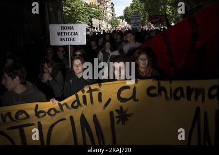 Italian Partisans celebrate the Italy's liberation day in Rome on April 25, 2016. The demonstration is organized by ANPI (National Association of the Italian Partisans) to remind the 71th anniversary of the end of the Italian Civil War and the end of Nazi occupation of the country during World War II. (Photo by Antonio Masiello/NurPhoto) *** Please Use Credit from Credit Field *** Stock Photo