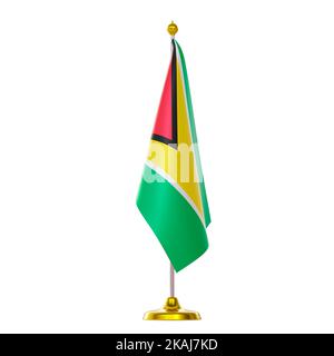 3d render of flag on pole for Guyana countries summit and political meeting. Stock Photo