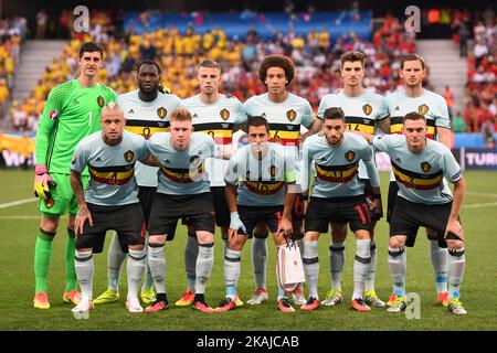 Belgian national team poses for photo during the UEFA Euro 2016 Group E match between Sweden and Belgium at Stade de Nice in Nice, France on June 22, 2016 (Photo by Andrew Surma/NurPhoto) *** Please Use Credit from Credit Field *** Stock Photo