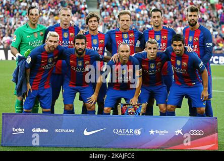 FC Barcelona team during the match corresponding to the Joan Gamper Trophy, played at the Camp Nou stadiium, on august 10, 2016. (Photo by Urbanandsport/NurPhoto) *** Please Use Credit from Credit Field *** Stock Photo