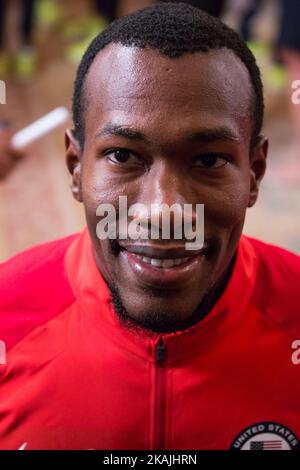 In  the East Room of the White House in Washington, DC, September 29, 2016, Markeith Price, an athlete on Team USA Paralympic Track and Field, poses for a photo. (Photo by Cheriss May/NurPhoto) *** Please Use Credit from Credit Field *** Stock Photo