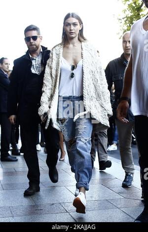 Model Gigi Hadid walking on the runway during the Chanel Spring/Summer ...