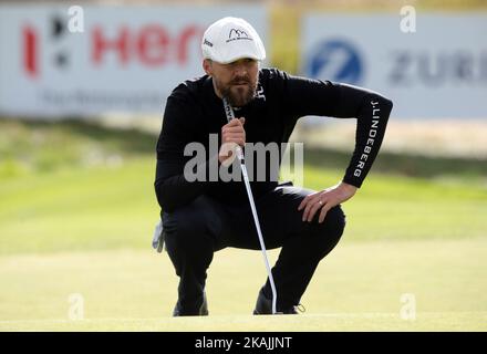 Rikard Karlberg  of Sweden during The British Masters 2016 supported by SkySports  Round  4 at The Grove Golf Course on October 16, 2016 in Watford, England. (Photo by Kieran Galvin/NurPhoto) *** Please Use Credit from Credit Field *** Stock Photo