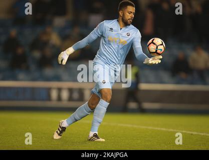 Millwall's Jordan Archer during The Emirates FA Cup - First Round match between Millwall against Southend United at The Den  football stadium in Bermondsey, south-east London, England, on 4 November 2016.  (Photo by Kieran Galvin/NurPhoto) *** Please Use Credit from Credit Field *** Stock Photo