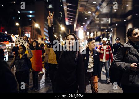 Thousands of protesters take to the streets of Chicago, Illinois, USA, on November 9, 2016 after Donald Trump was elected president of the United States. (Photo by Jim Vondruska/NurPhoto) *** Please Use Credit from Credit Field *** Stock Photo