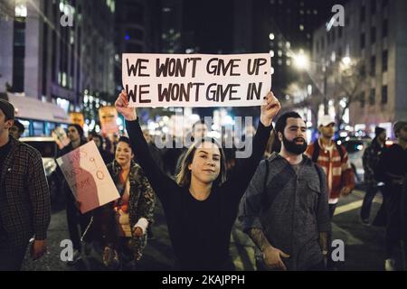 Thousands of protesters take to the streets of Chicago, Illinois, USA, on November 9, 2016 after Donald Trump was elected president of the United States. (Photo by Jim Vondruska/NurPhoto) *** Please Use Credit from Credit Field *** Stock Photo