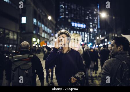 Thousands of protesters take to the streets of Chicago, Illinois, USA, on November 9, 2016 after Donald Trump was elected president of the United States. (Photo by Jim Vondruska/NurPhoto) *** Please Use Credit from Credit Field *** Stock Photo