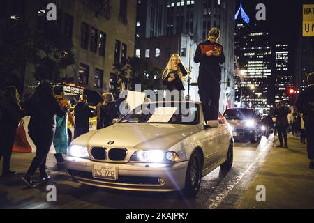 Thousands of protesters take to the streets of Chicago, Illinois, USA, on November 9, 2016 after Donald Trump was elected president of the United States. (Photo by Jim Vondruska/NurPhoto) *** Please Use Credit from Credit Field *** Stock Photo