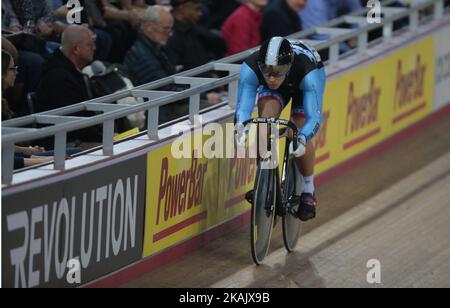 Dominic Suozzi of Star Track Cycling in Sprint Omnium 200m Time Trial during Revolution Cycling Champions League Event at the Velodrome, Lee Valley Velopark, Queen Elizabeth Olympic Park, London, on December 02, 2016 in London, England. (Photo by Kieran Galvin/NurPhoto) *** Please Use Credit from Credit Field ***  Stock Photo
