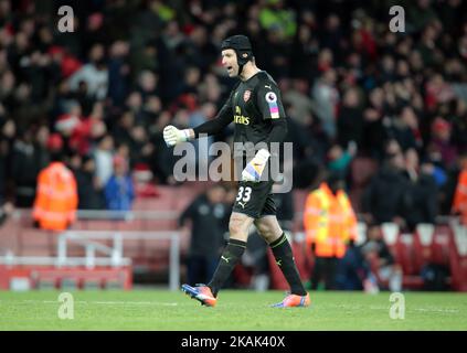 Arsenal's Petr Cech celebrates they win during the Premier League match between Arsenal and West Bromwich Albion at The Emirates , London on 26 Dec 2016 (Photo by Kieran Galvin/NurPhoto) *** Please Use Credit from Credit Field *** Stock Photo