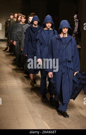 Models walk down the catwalk wearing Craig Green's AW17 collection during London Menswear Fashion Week on January 6, 2017 in London, United Kingdom. (Photo by Karyn Louise/NurPhoto) *** Please Use Credit from Credit Field *** Stock Photo