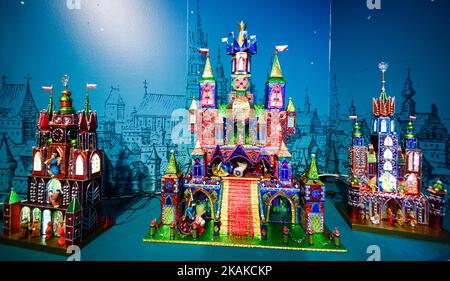 Different sizes and types of the Nativity Scenes on display, during the 74th Krakow Nativity Scene Contest Exhibition, inside the Historical Museum of the City of Krakow. On Tuesday, 24 January 2017, in Krakow, Poland. Photo by Artur Widak *** Please Use Credit from Credit Field ***  Stock Photo