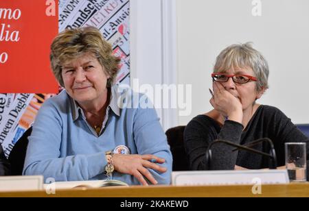 Susanna Camusso, Annamaria Furlan during conferenze press - Job Emergency. Social welfare, employment, self-employment status, vouchers. Rome on january 30, 2017 (Photo by Silvia Lore/NurPhoto) *** Please Use Credit from Credit Field *** Stock Photo