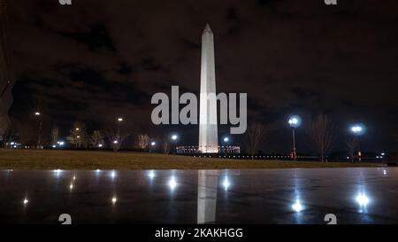 A night time view of the Washington Monument in Washington, DC, on Friday, February 3, 2017. (Photo by Cheriss May/NurPhoto) *** Please Use Credit from Credit Field *** Stock Photo