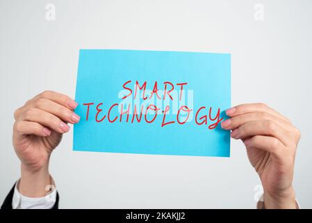 Text caption presenting Smart Technology. Word for used to protect and prevent errors in hard drives Stock Photo
