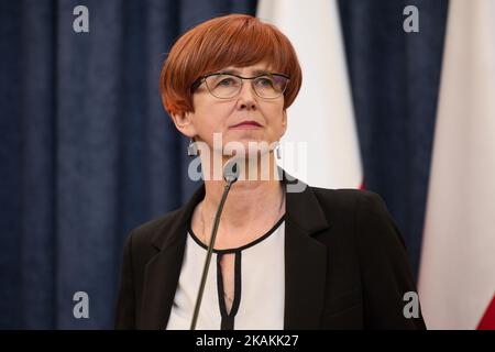 Polish Minister of family, labour and social policy, Elzbieta Rafalska during the press conference at Presidential Palace in Warsaw, Poland on 8 February 2017 (Photo by Mateusz Wlodarczyk/NurPhoto) *** Please Use Credit from Credit Field *** Stock Photo