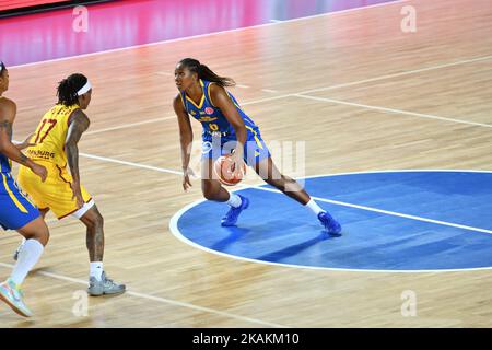 Orenburg, Russia - October 31, 2019: Girls play basketball Euroleague match between BC «Nadezhda» (Orenburg) and BC «Castors Braine» (Belgium) Stock Photo