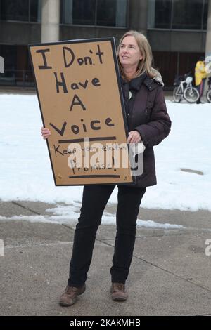 Canadians protest against Canadian Prime Minister Justin Trudeau and the Liberal government during the National Day of Action on Electoral Reform in Toronto, Ontario, Canada, on February 11, 2017. Protests took place across the country after Trudeau reneged on his election promise to deliver electoral reform and abolish the First-Past-the-Post system. (Photo by Creative Touch Imaging Ltd./NurPhoto) *** Please Use Credit from Credit Field *** Stock Photo