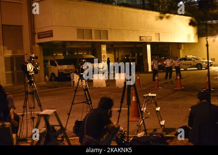 Many of Japanese TV reporters prepareing a TV report about Kim Jong-nam's a murder case at outside of Putrajaya hospital on Feb 15, 2017 at Putrajaya, Malaysia. The half-brother of North Korean leader Kim Jong-un, Kim Jong-nam, has been killed in an attack at the KLIA 2 airport in Malaysian capital, Kuala Lumpur. (Photo by Chris Jung/NurPhoto) *** Please Use Credit from Credit Field ***  Stock Photo