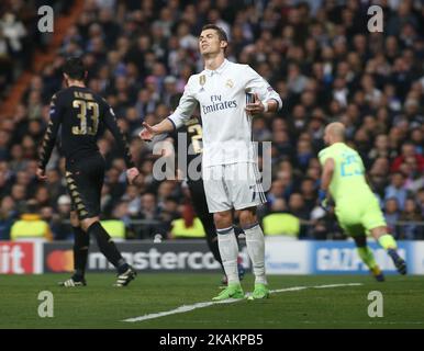 Cristiano Ronaldo of Real Madrid during the UEFA Champions League Round of 16 first leg match between Real Madrid CF and SSC Napoli at Estadio Santiago Bernabeu on February 15, 2017 in Madrid, Spain.(Photo by Raddad Jebarah/NurPhoto) *** Please Use Credit from Credit Field *** Stock Photo