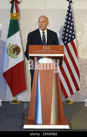 U.S. Secretary of Homeland Security John Kelly hold a joint press conference after their meeting at the Ministry of Foreign Affairs on February 23, 2017 in Mexico City, Mexico (Photo by Carlos Tischler/NurPhoto) *** Please Use Credit from Credit Field *** Stock Photo