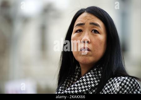 Councilwoman Helen Gym is one of the speakers at a Feb. 25, 2017 rally in Philadelphia, PA protesting the Affordable Care Act repeal by the Trump-Administration. (Photo by Bastiaan Slabbers/NurPhoto) *** Please Use Credit from Credit Field *** Stock Photo