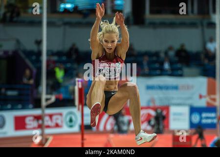 Darya Klishina, Russia, during Long Jump finale for women at European athletics indoor championships in Belgrade, 5 march 2017 (Photo by Ulrik Pedersen/NurPhoto) *** Please Use Credit from Credit Field *** Stock Photo