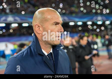 Head Coach Real Madrid Zinedine Zidane during the UEFA Champions League match between SSC Napoli and Real Madrid at Stadio San Paolo Naples Italy on 7 March 2017. (Photo by Franco Romano/NurPhoto) *** Please Use Credit from Credit Field *** Stock Photo
