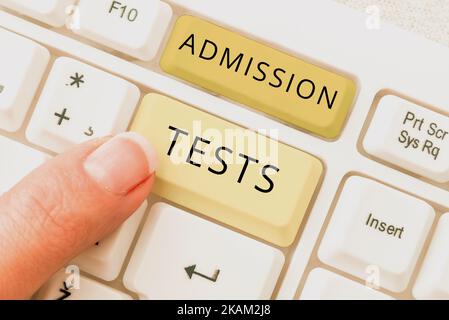 Hand writing sign Admission Tests. Conceptual photo focusing team efforts that deliver value to the endcustomer Abstract Typing Lesson And Lecture Stock Photo
