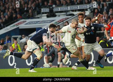 Englands Mike Brown during the RBS 6 Nations match between England and Scotland at Twickenham Stadium on March 11, 2017 in London, England. (Photo by Kieran Galvin/NurPhoto) *** Please Use Credit from Credit Field *** Stock Photo